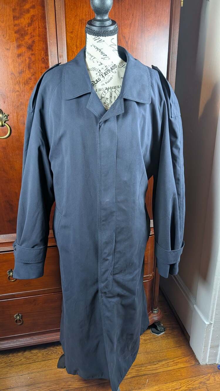 Vtg AMR Uniform Trench Coat Newport Harbor Navy XL 46  Made in USA Thinsulate